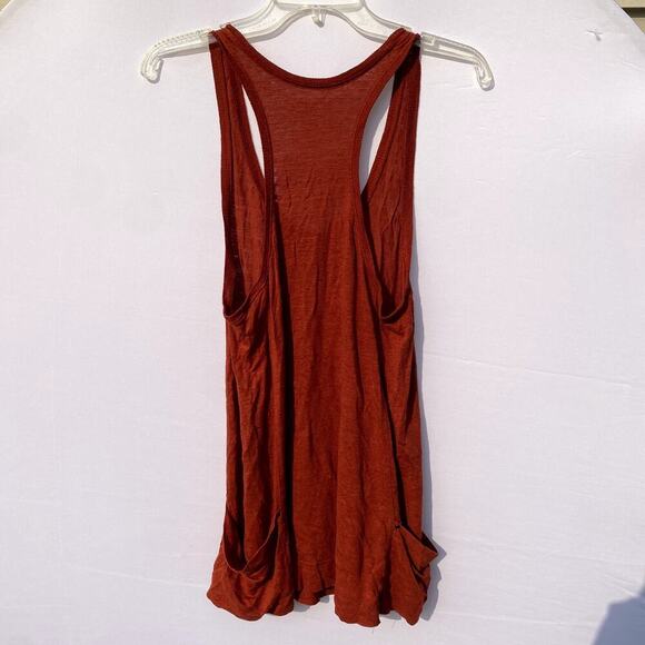 Eileen Fisher Burnt Orange 100% Linen Oversized Racerback Side Pocket Tank Top - Picture 5 of 7